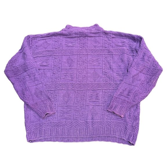 VINTAGE embroidered PURPLE texture pullover SWEATER SIZE LARGE WOMANS |‎ Y1 - Picture 1 of 5